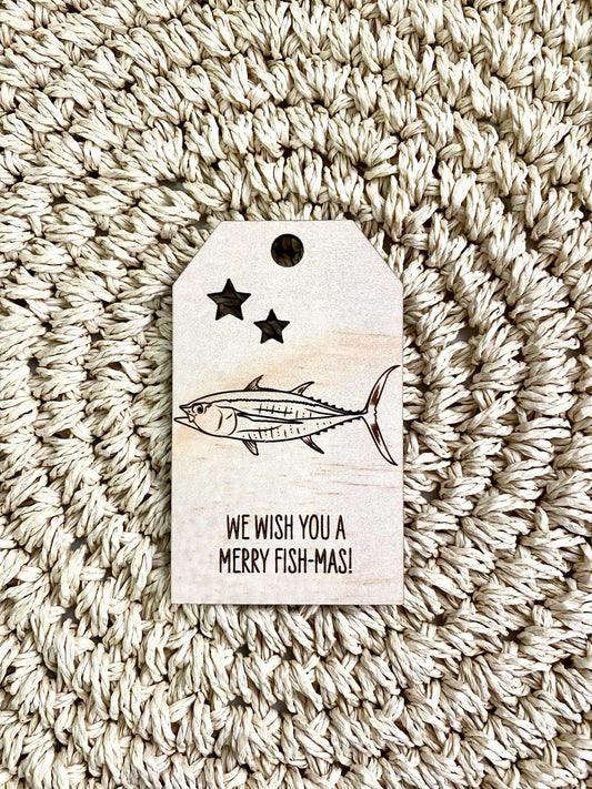 Wooden Christmas Swing Tag - Tuna Fish - Sailfish Creative