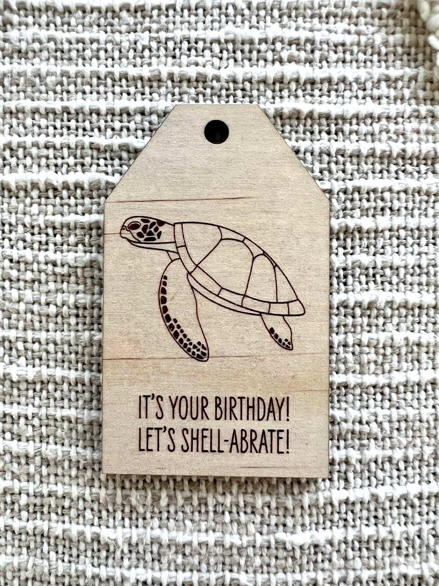 Wooden Birthday Gift Tag - Green Turtle - Sailfish Creative