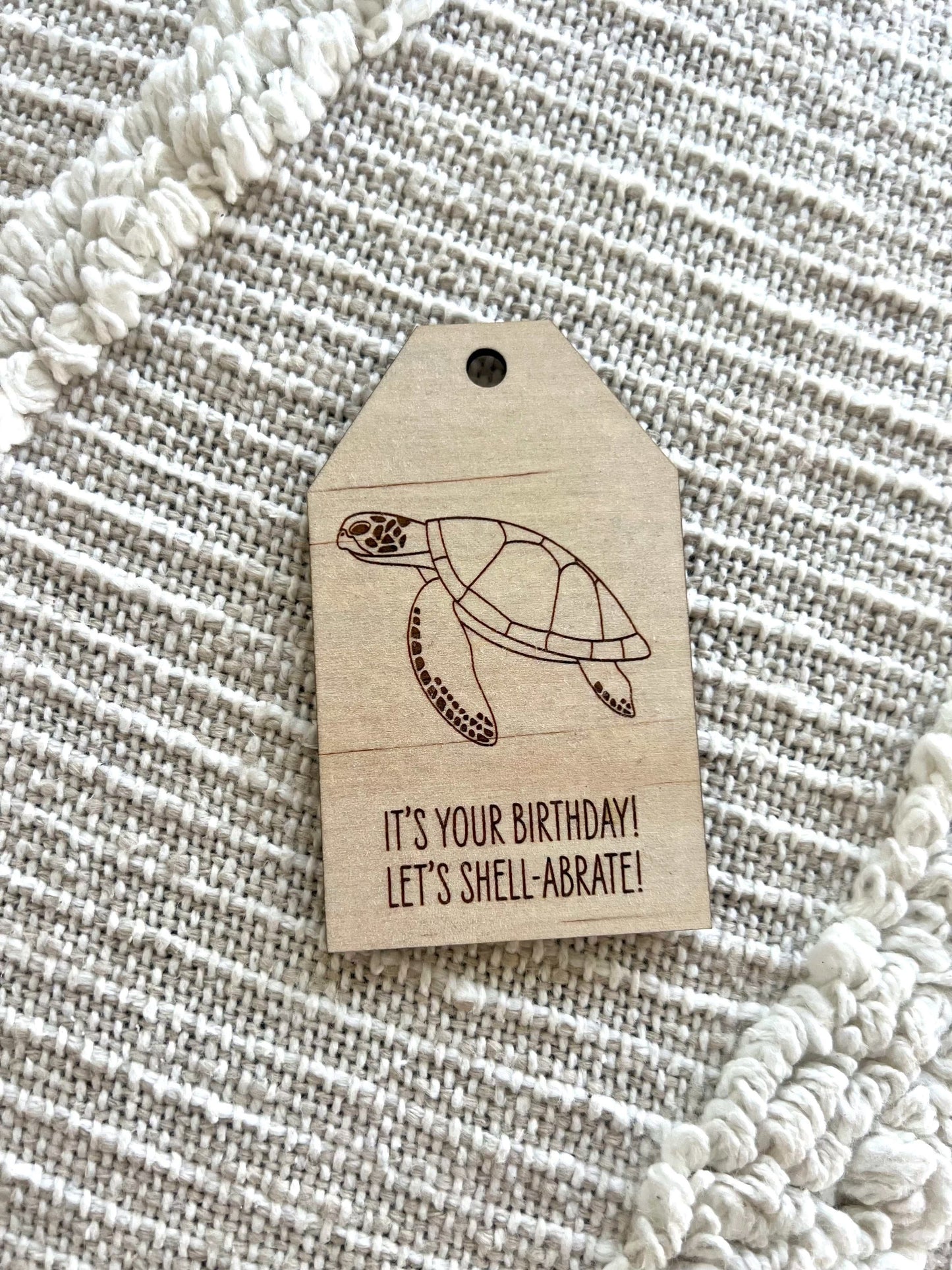Wooden Birthday Gift Tag - Green Turtle - Sailfish Creative