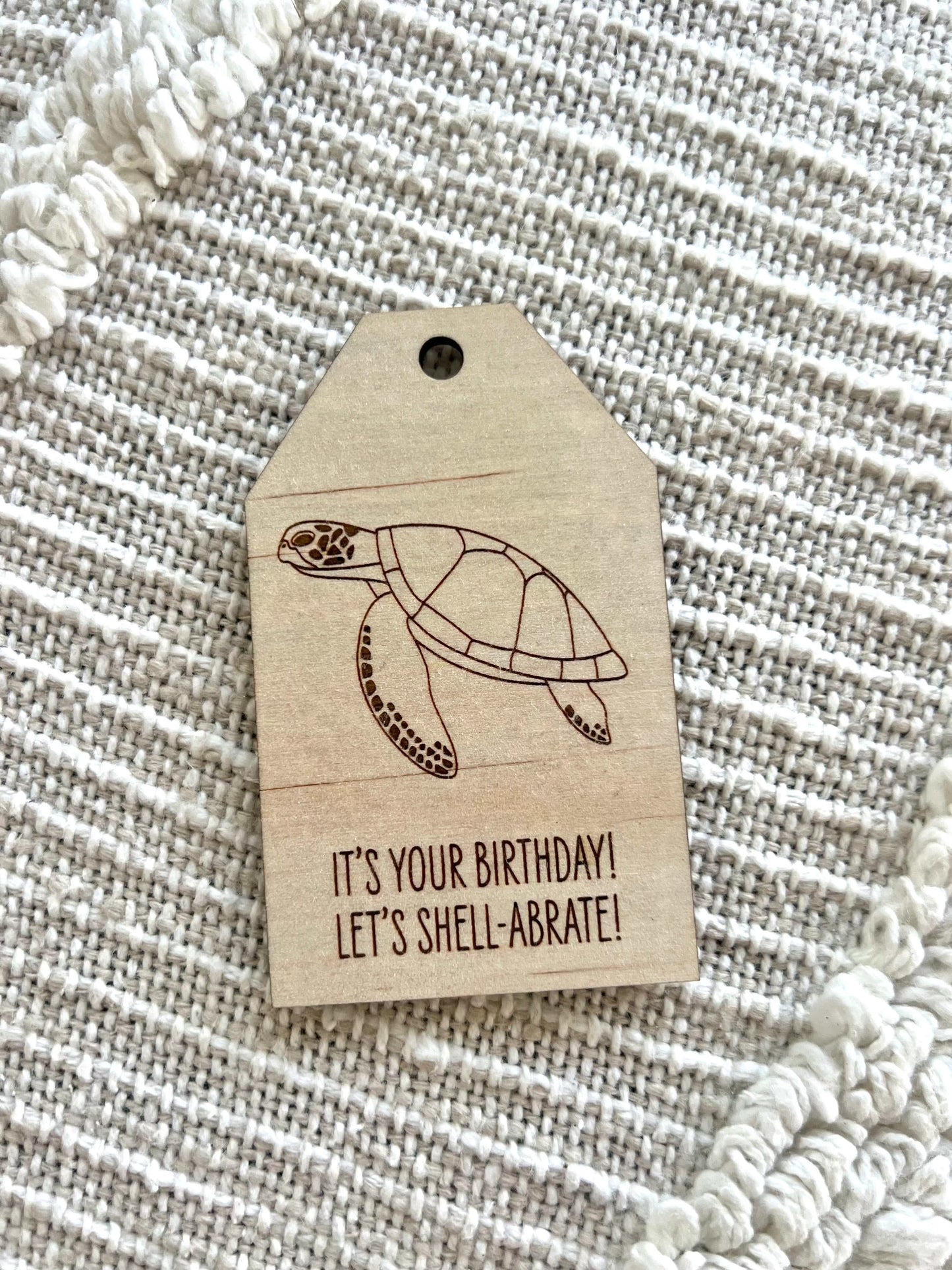Wooden Birthday Gift Tag - Green Turtle - Sailfish Creative