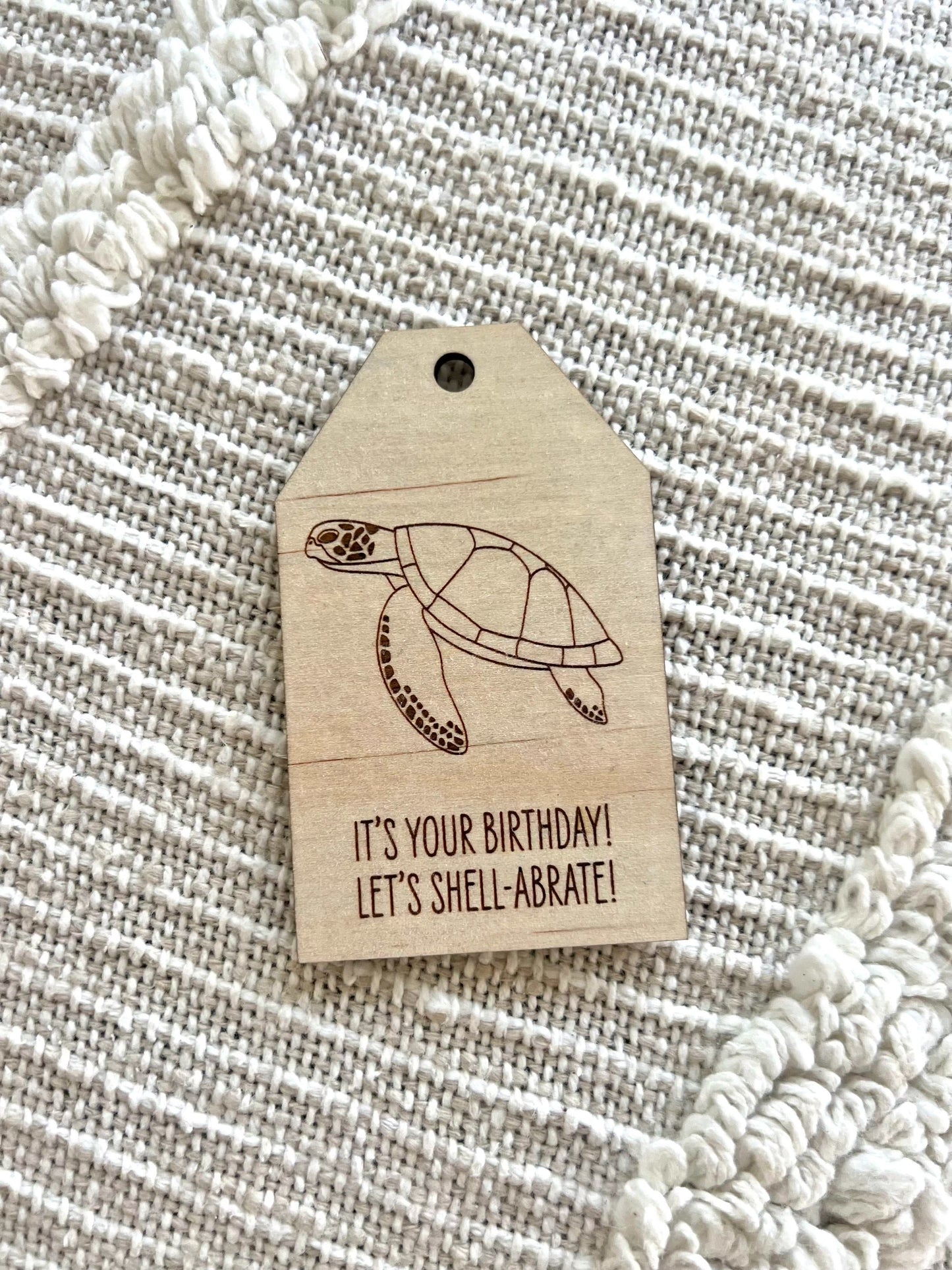 Wooden Birthday Gift Tag - Green Turtle - Sailfish Creative