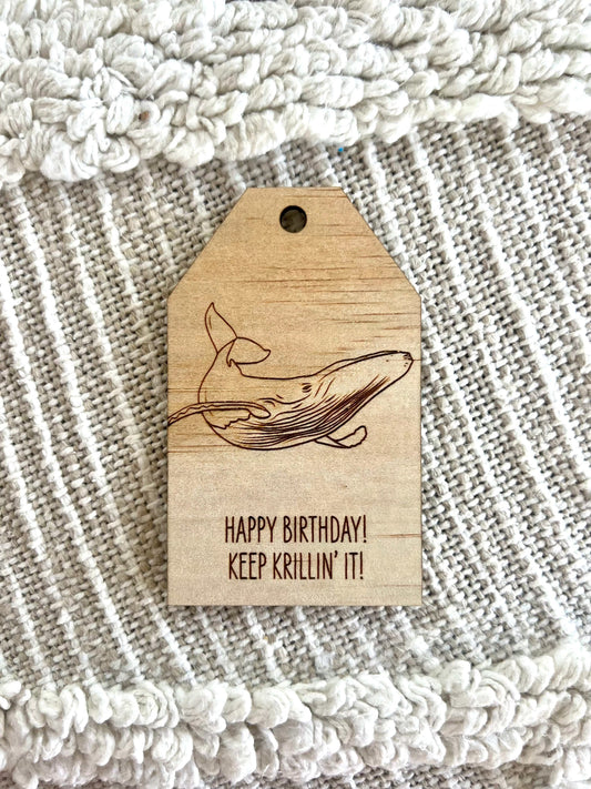 Wooden Birthday Gift Tag - Humpback Whale - Sailfish Creative
