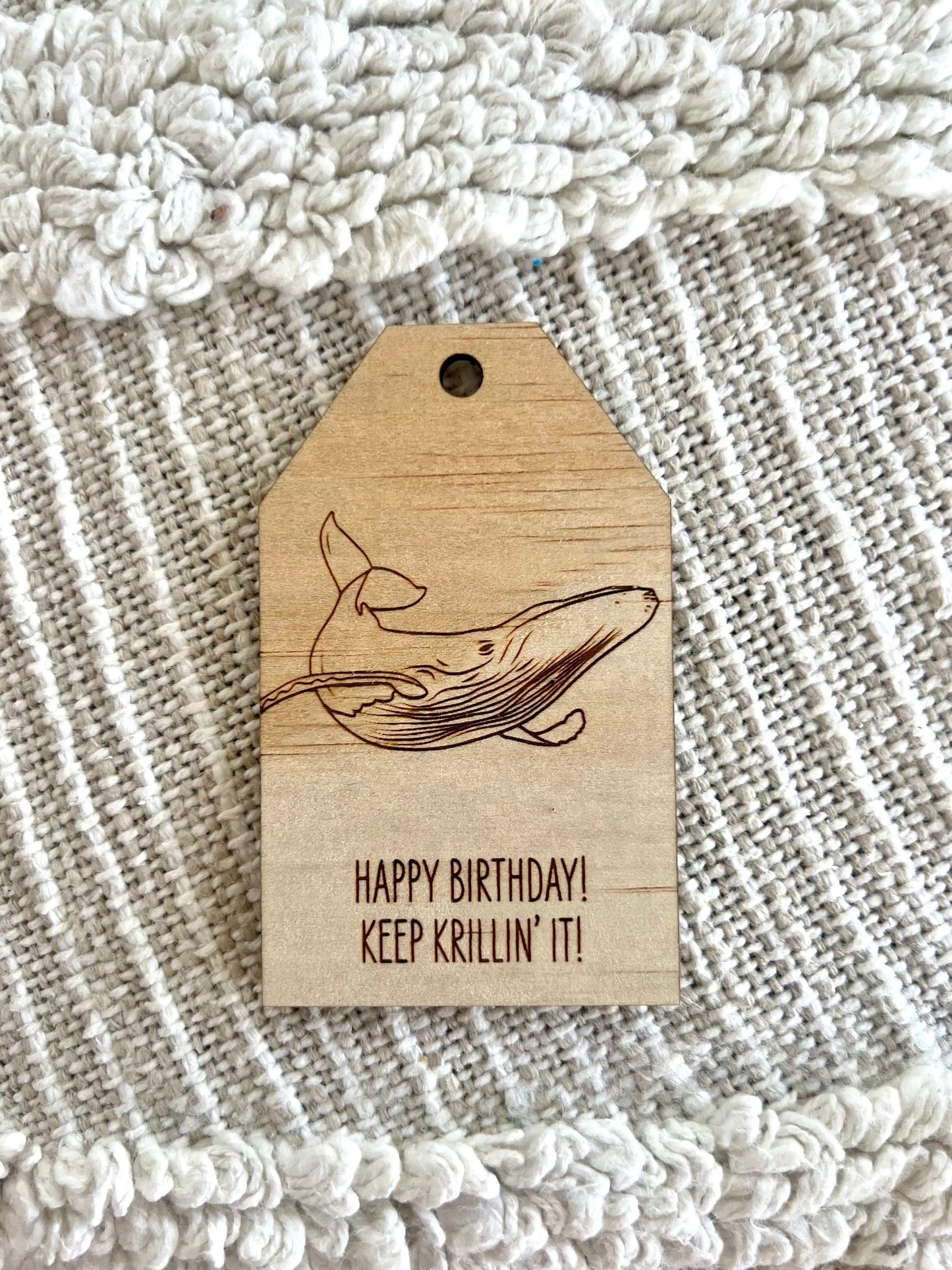 Wooden Birthday Gift Tag - Humpback Whale - Sailfish Creative