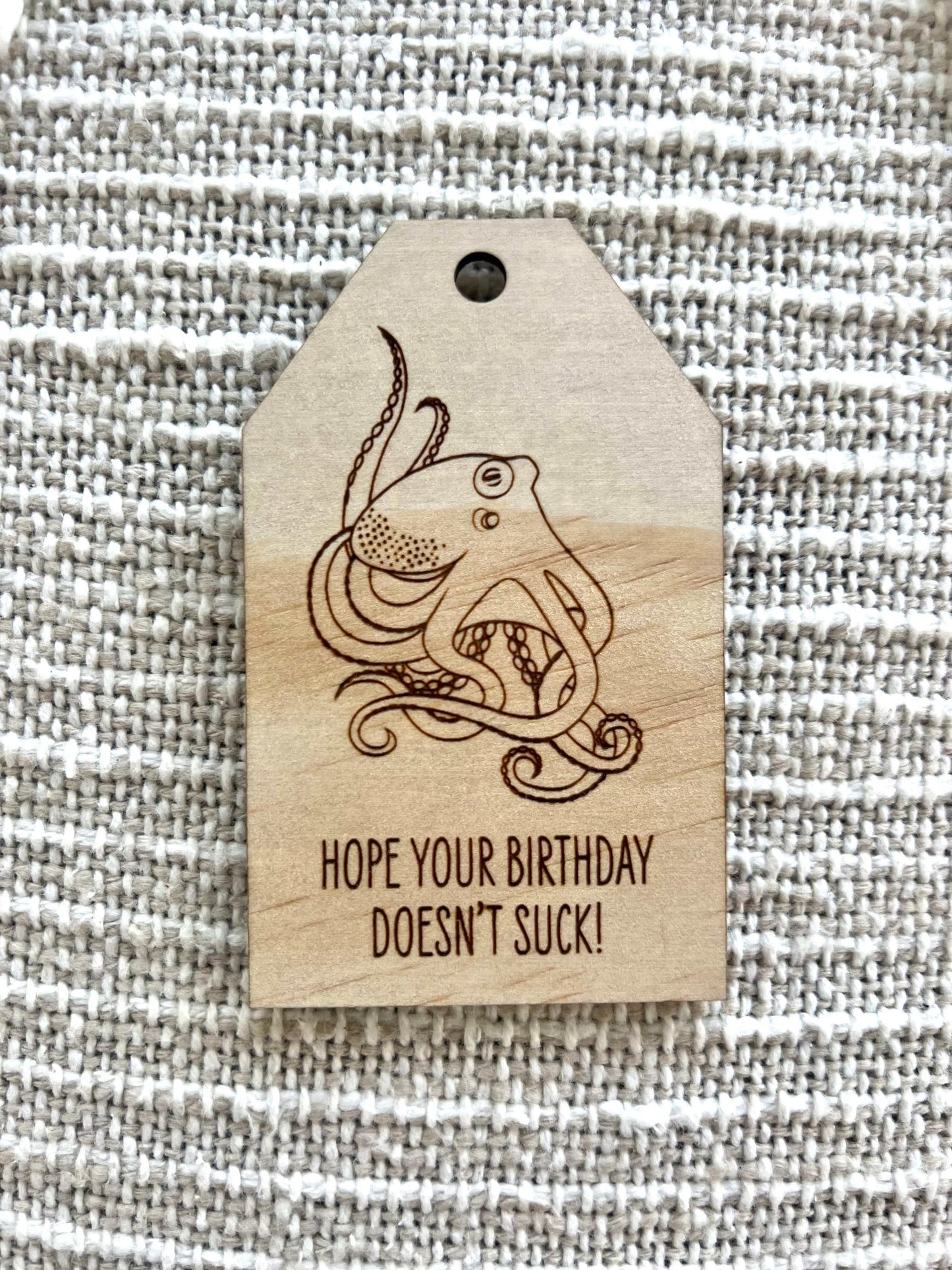Wooden Birthday Gift Tag - Octopus - Sailfish Creative