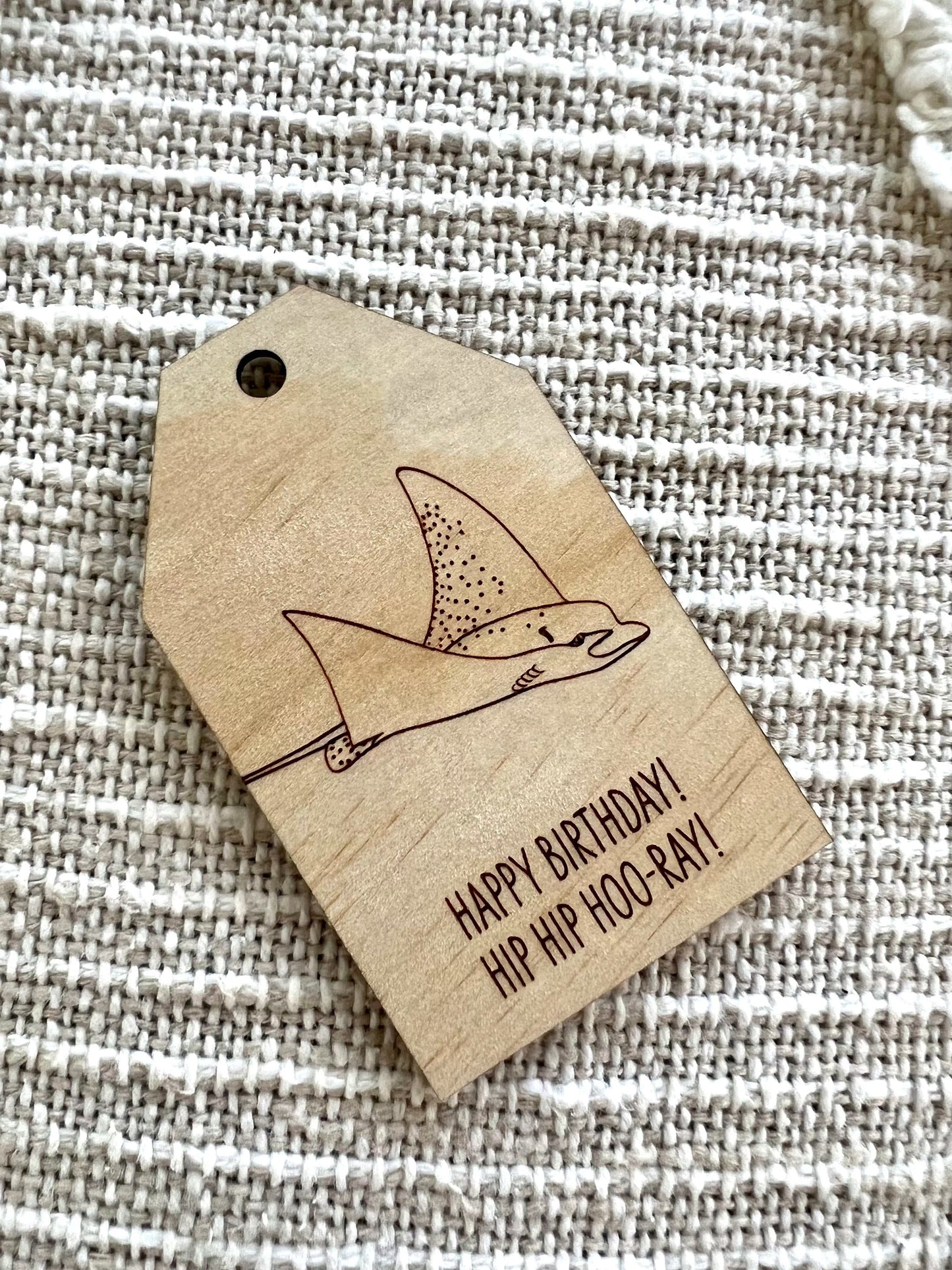 Wooden Birthday Gift Tag - Spotted Eagle Ray - Sailfish Creative
