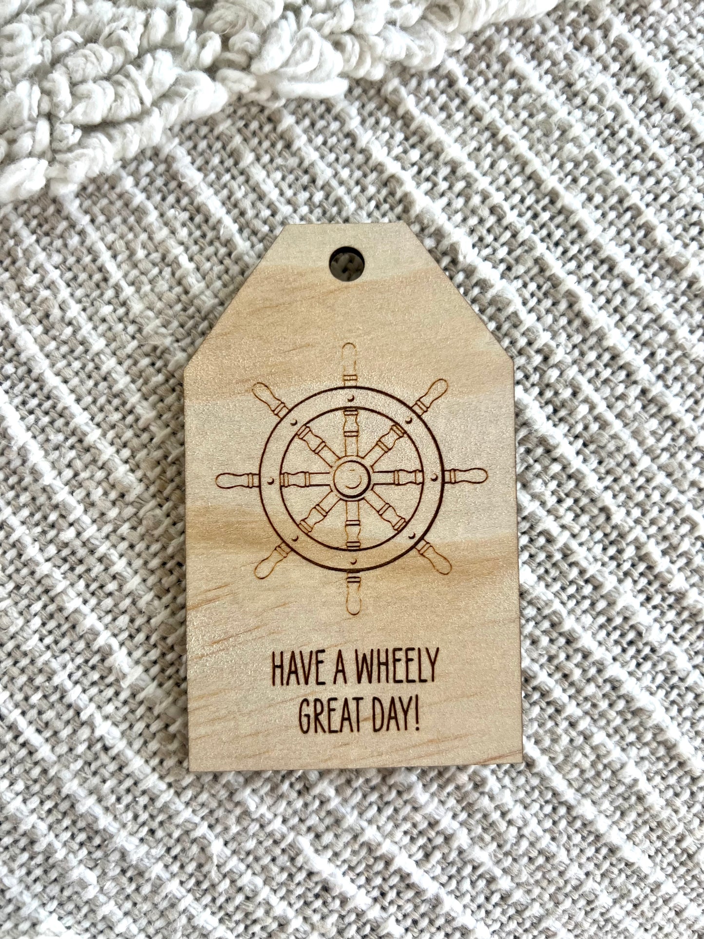 Wooden Gift Tag - Ships Wheel - Sailfish Creative
