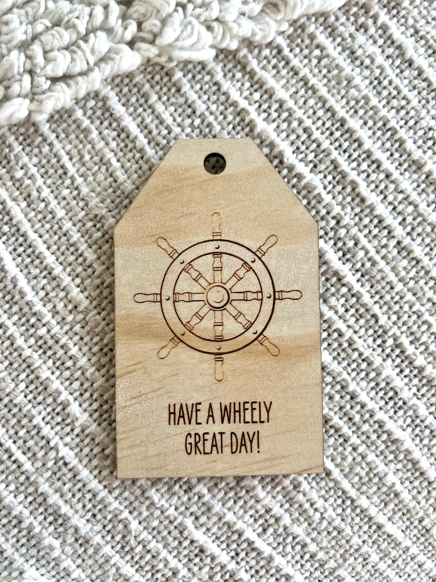 Wooden Gift Tag - Ships Wheel - Sailfish Creative