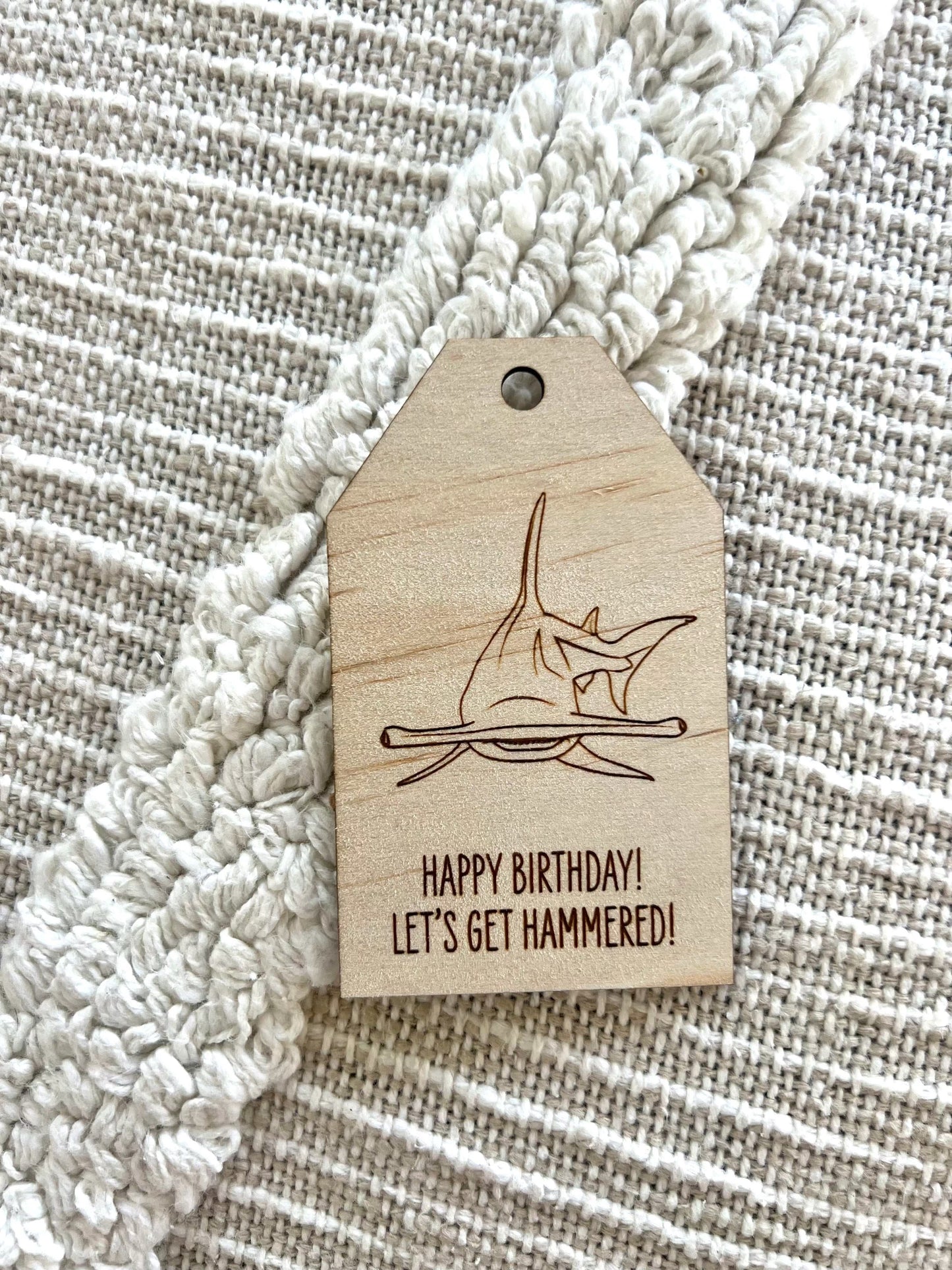 Wooden Birthday Gift Tag - Hammerhead Shark - Sailfish Creative