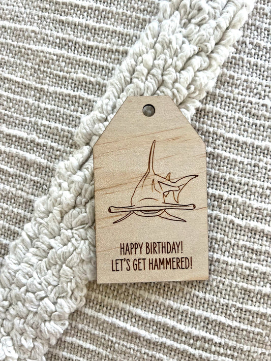 Wooden Birthday Gift Tag - Hammerhead Shark - Sailfish Creative
