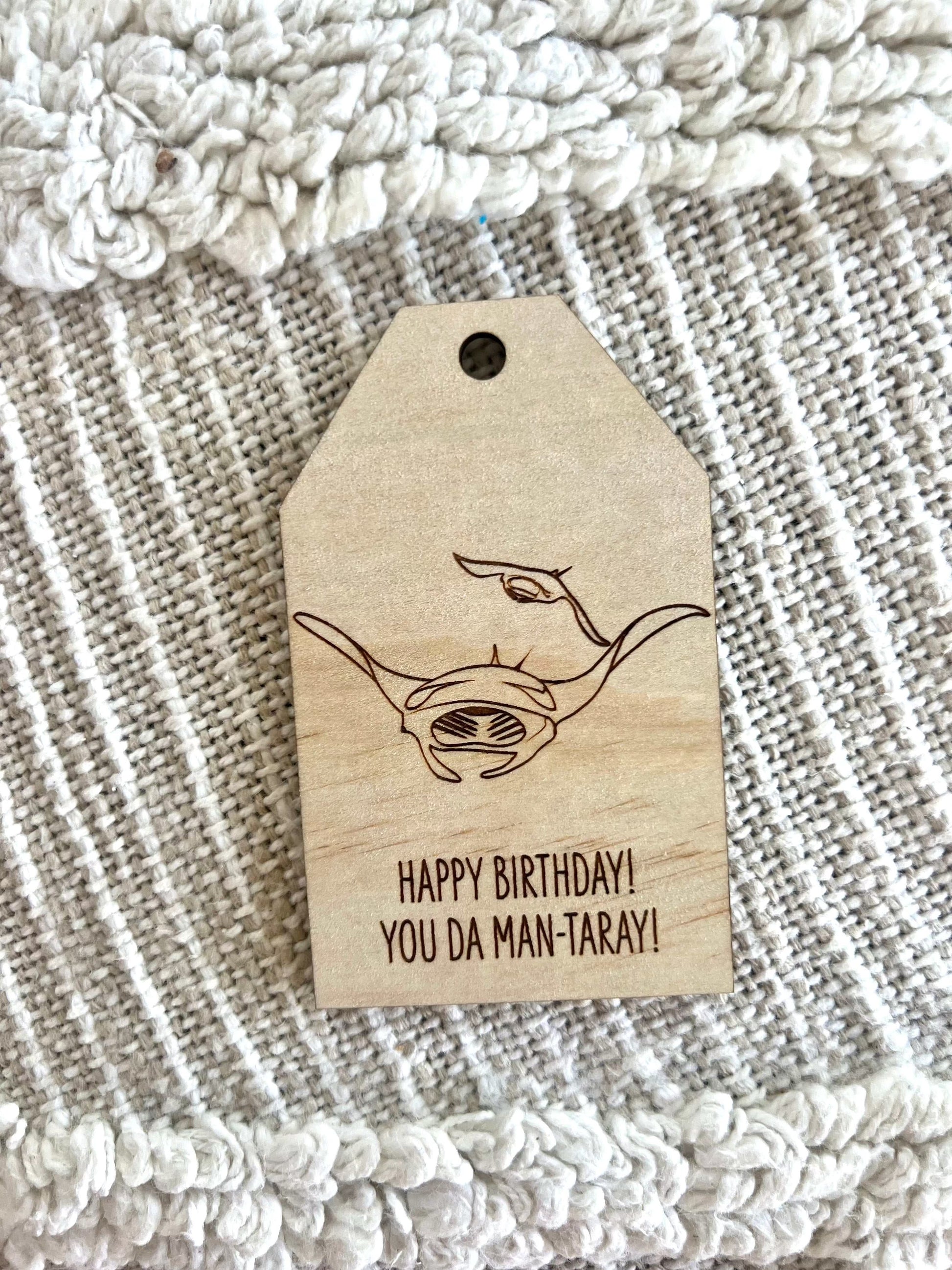 Wooden Birthday Gift Tag - Mantaray - Sailfish Creative