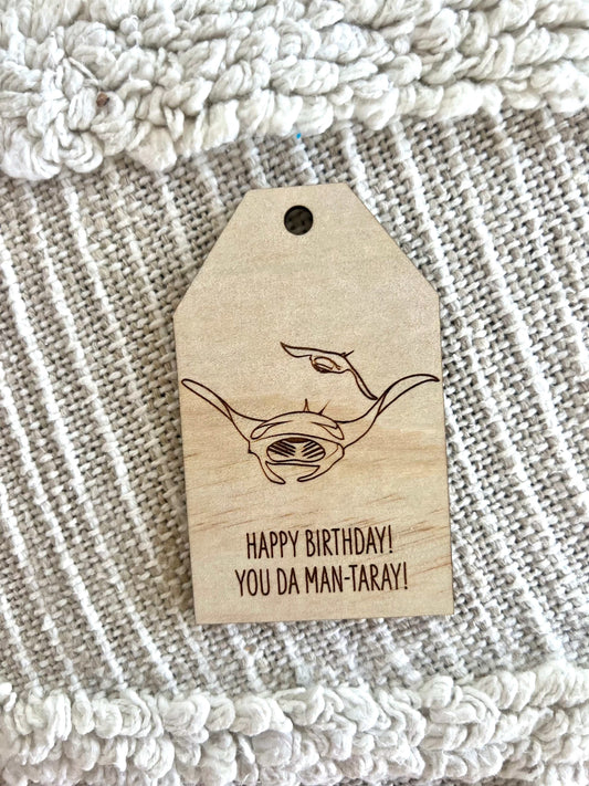 Wooden Birthday Gift Tag - Mantaray - Sailfish Creative