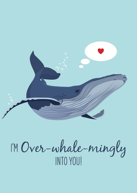 Lovers Card - Humpback Whale with funny ocean love pun and heart bubble design