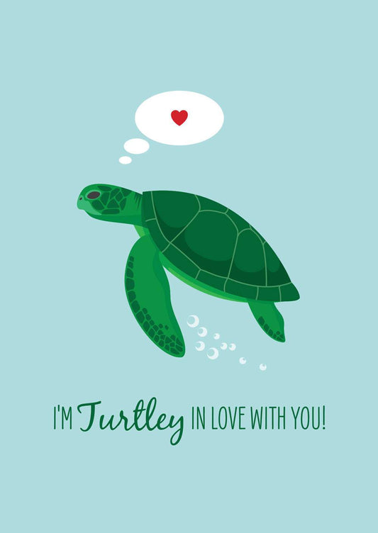 Lovers Card - Green TurtleThis funny Green Turtle greeting card with envelope is the perfect way to send an ocean lover some love.
DETAILS:
Digital illustration and design
Printed on 100% poGreeting CardsSailfish Creative