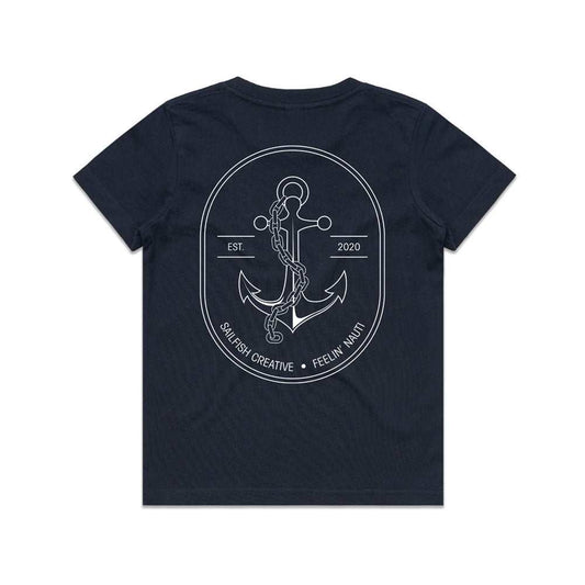 Feelin' Nauti - Kids T-ShirtThis funny Anchor and chain Nautical tee is made from beautifully soft 180 GSM 100% combed cotton, this t-shirt is super comfy with a great cut.
Features neck ribbinShirtsSailfish Creative