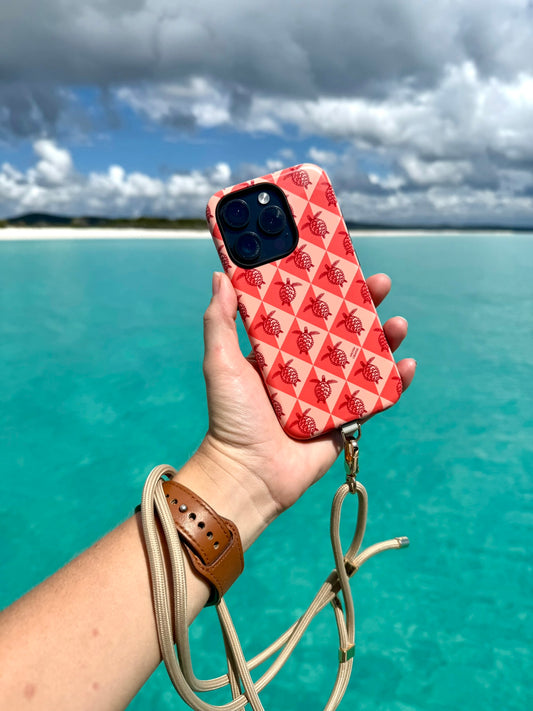 iPhone Tough Phone Case - Turtle Diamonds Coral