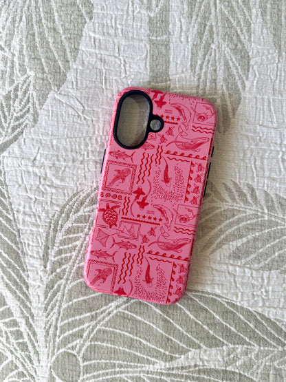 iPhone Tough Phone Case - Busy Print Pinks