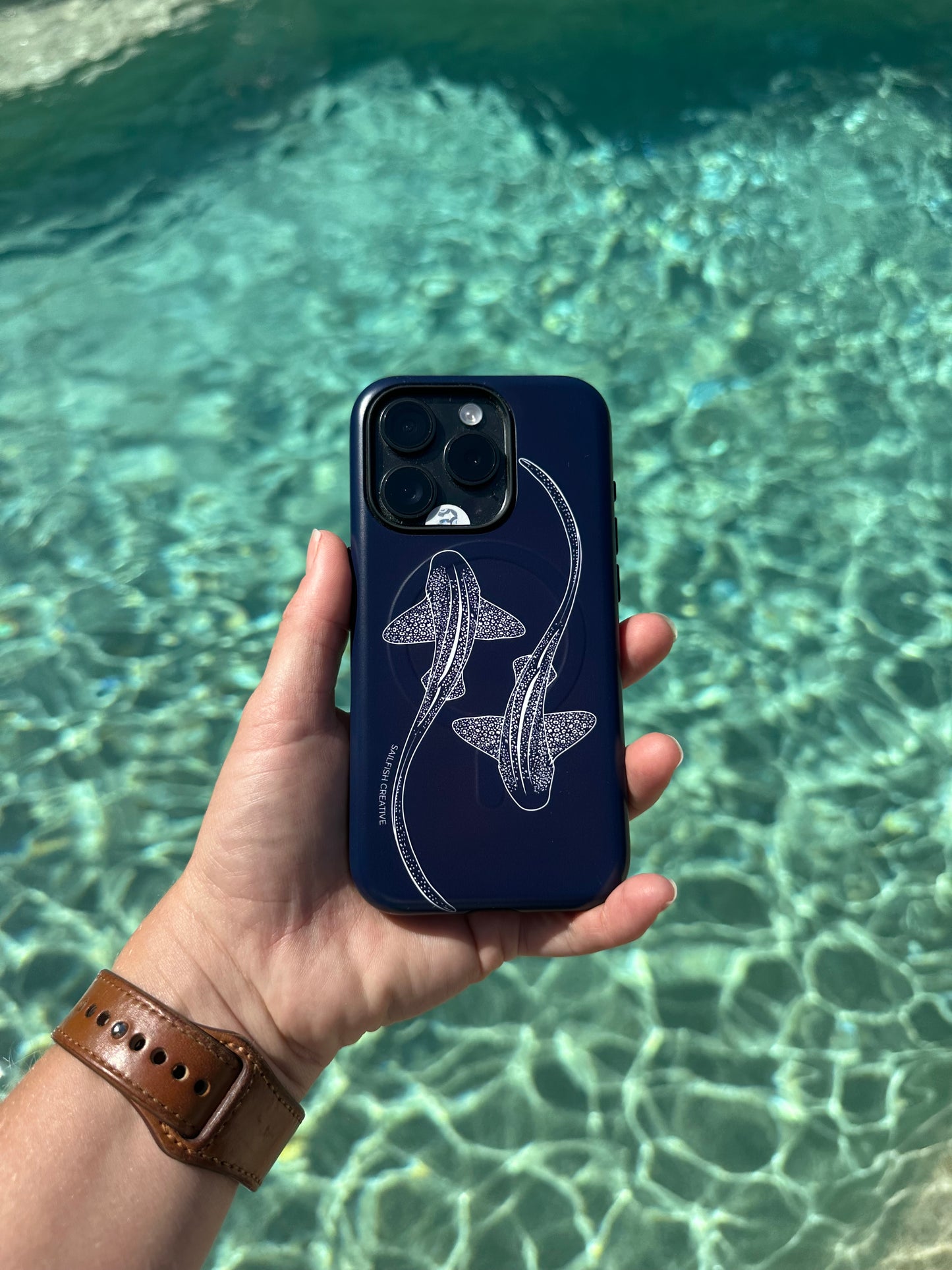 iPhone MagSafe Tough Case - Leopard Shark Outline Navy - Sailfish Creative