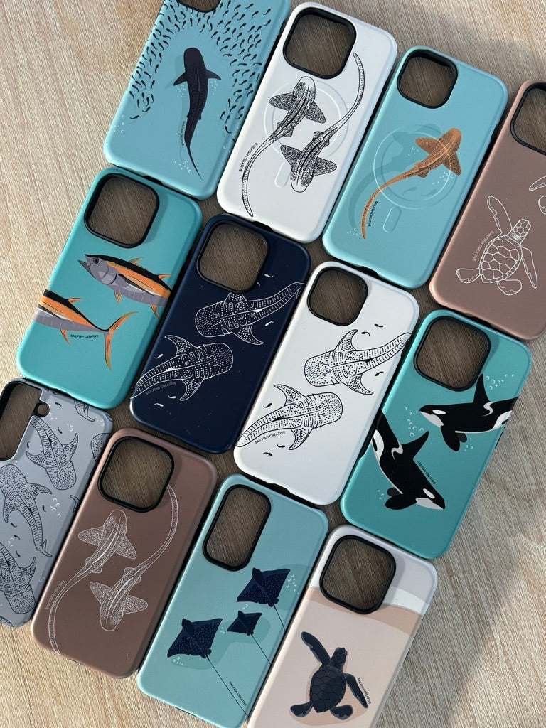 iPhone Phone Case - Whale Sharks Outline Navy