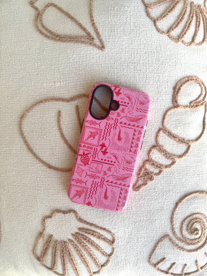 iPhone Tough Phone Case - Busy Print Pinks