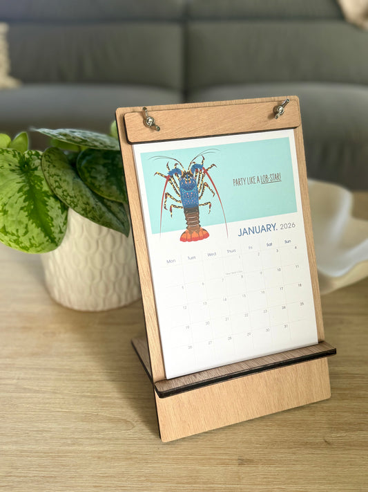 PRE-ORDER 2026 Calendar with Wooden stand