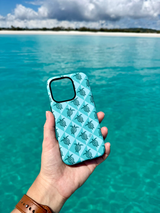 iPhone Tough Phone Case - Turtle Diamonds Teal