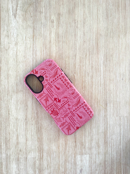 iPhone Tough Phone Case - Busy Print Pinks
