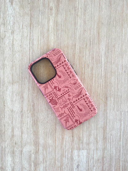 iPhone Tough Phone Case - Busy Print Coral