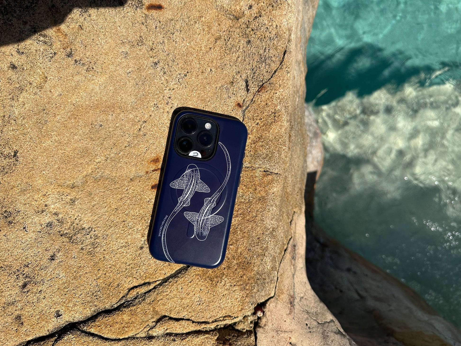 iPhone MagSafe Tough Case - Leopard Shark Outline Navy - Sailfish Creative