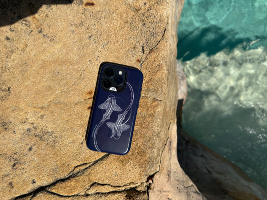 iPhone MagSafe Tough Case - Leopard Shark Outline Navy - Sailfish Creative