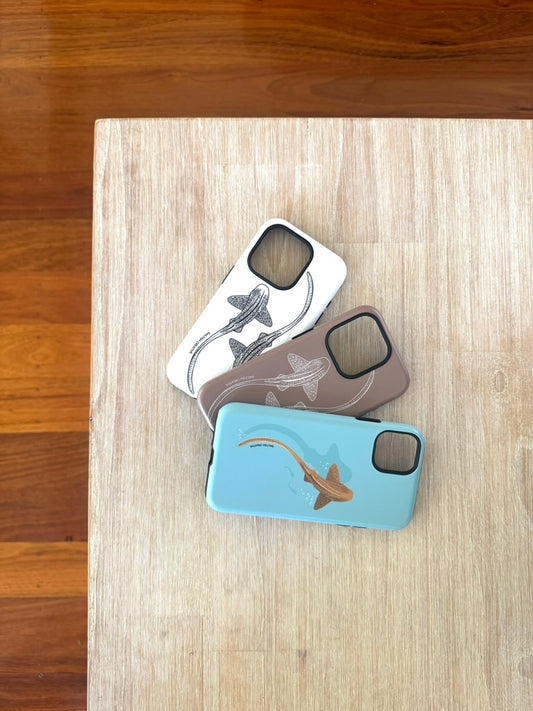 iPhone Tough Phone Case - Leopard Sharks Outline Natural - Sailfish Creative