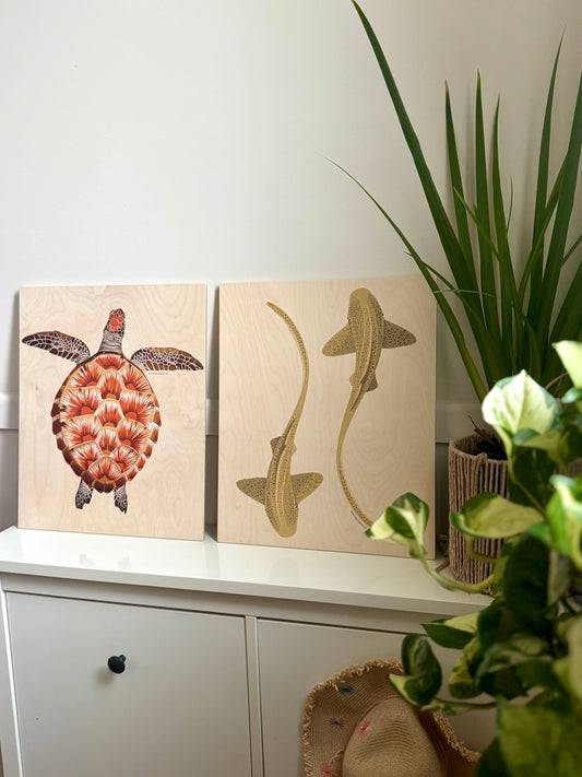 Wood Wall Art - Leopard Sharks