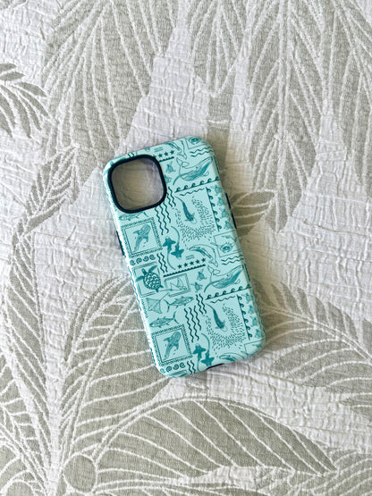 iPhone Tough Phone Case - Busy Print Teal