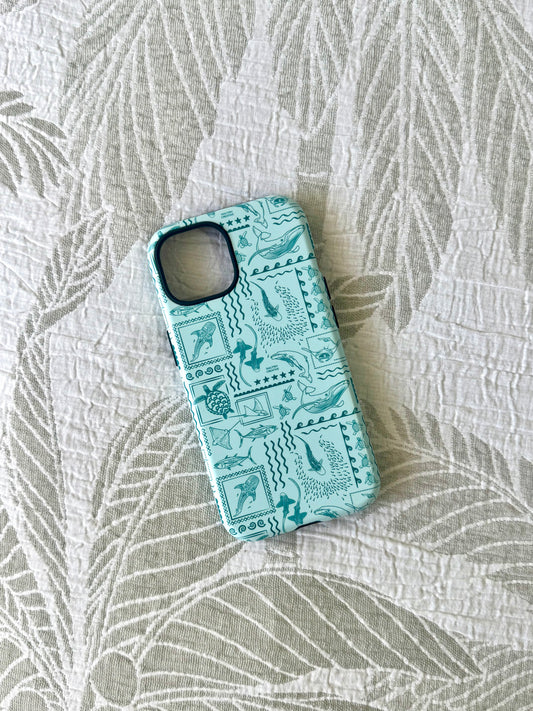 iPhone Tough Phone Case - Busy Print Teal