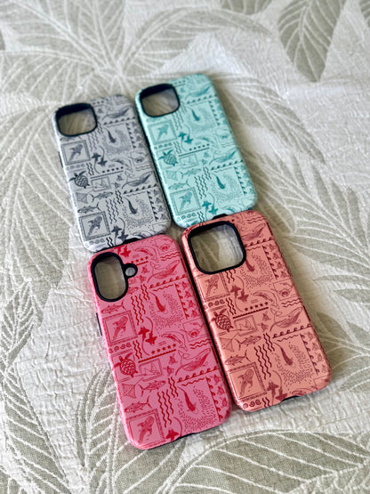 iPhone Tough Phone Case - Busy Print Pinks