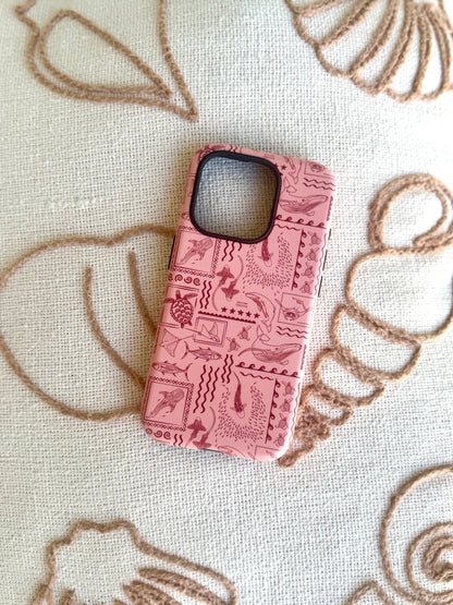 iPhone Tough Phone Case - Busy Print Coral