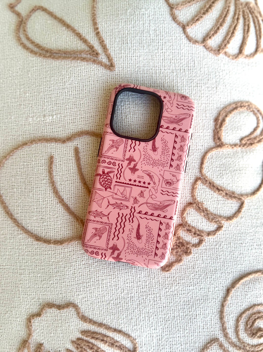 iPhone Tough Phone Case - Busy Print Coral