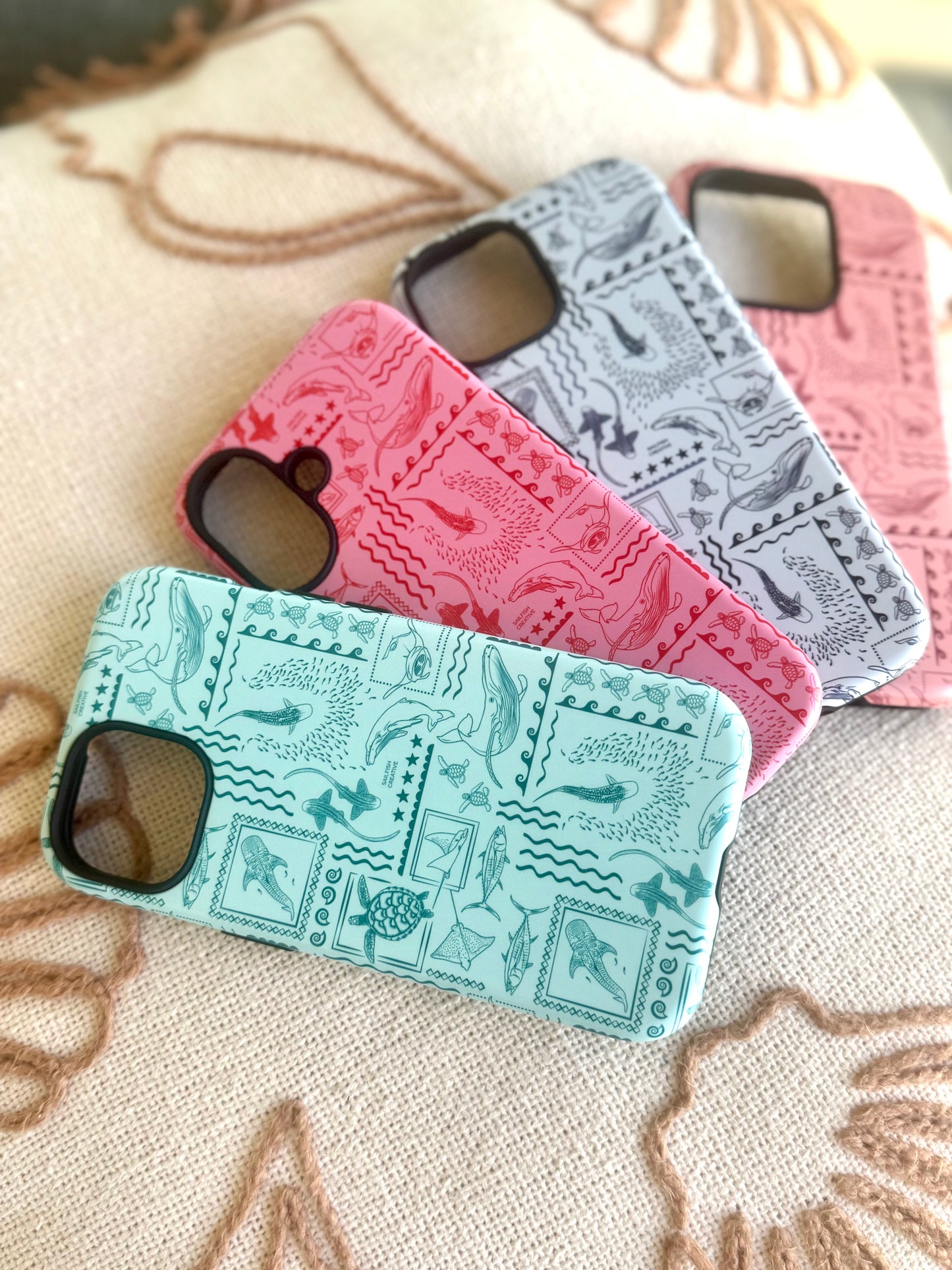 iPhone Tough Phone Case - Busy Print Teal