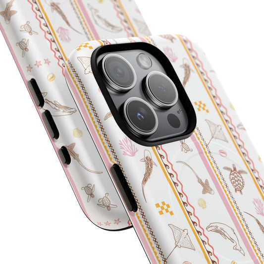iPhone MagSafe Tough Phone Case - Candy Stripes on White