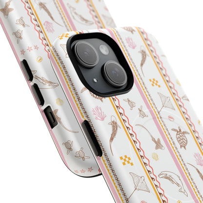 iPhone MagSafe Tough Phone Case - Candy Stripes on White
