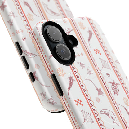 iPhone MagSafe Tough Phone Case - Candy Stripes Coral