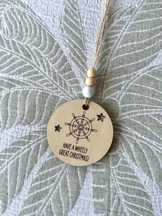 Wooden Christmas Swing Tag - Ships Wheel
