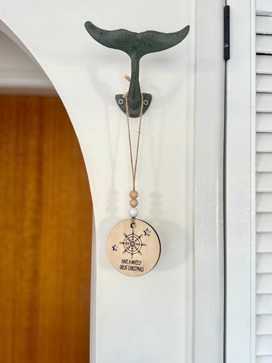 Wooden Christmas Swing Tag - Ships Wheel