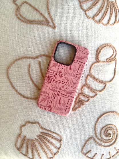 iPhone Tough Phone Case - Busy Print Coral