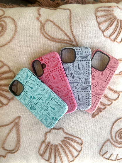 iPhone Tough Phone Case - Busy Print Teal