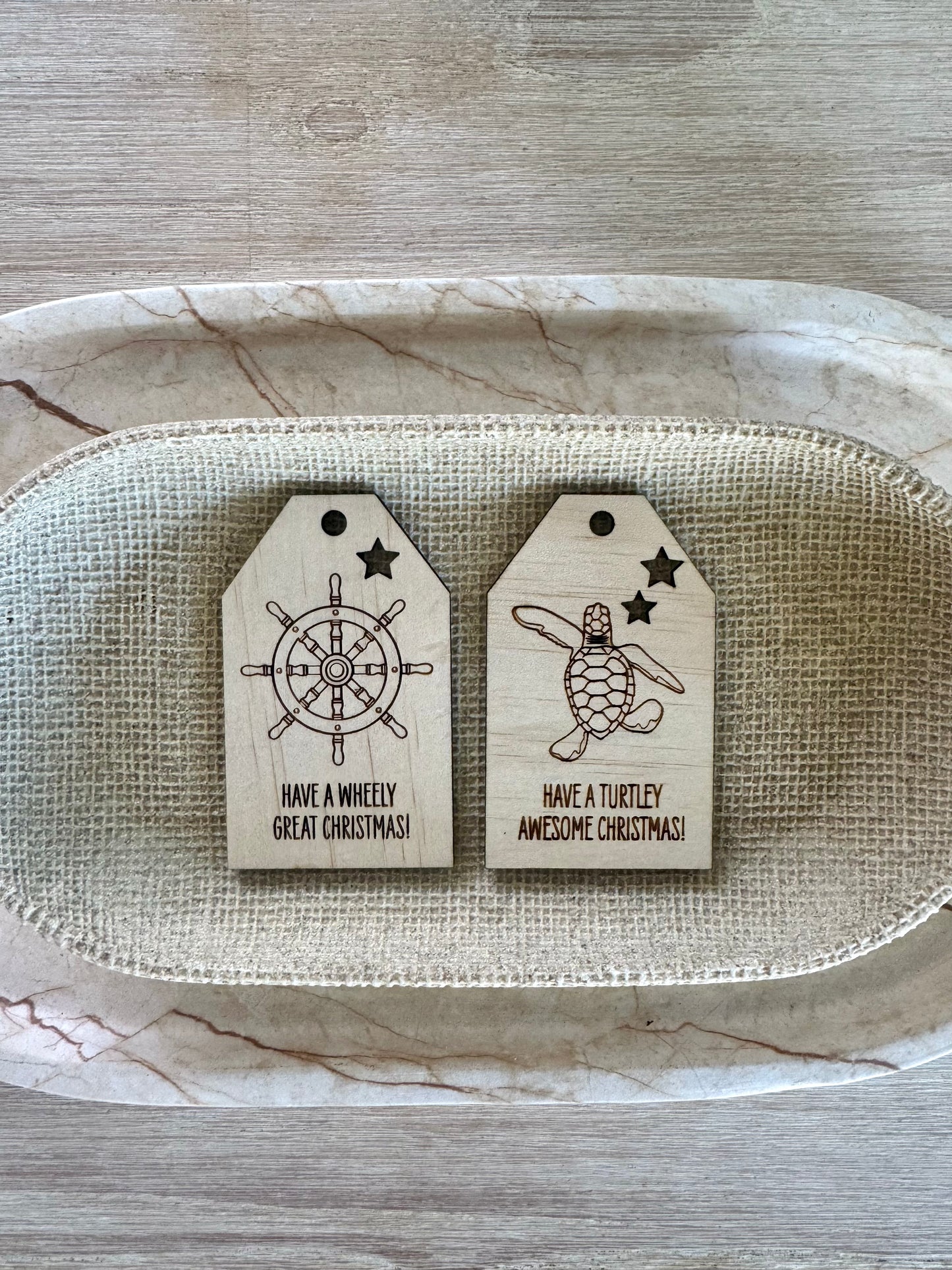 Wooden Christmas Swing Tag - Ships Wheel