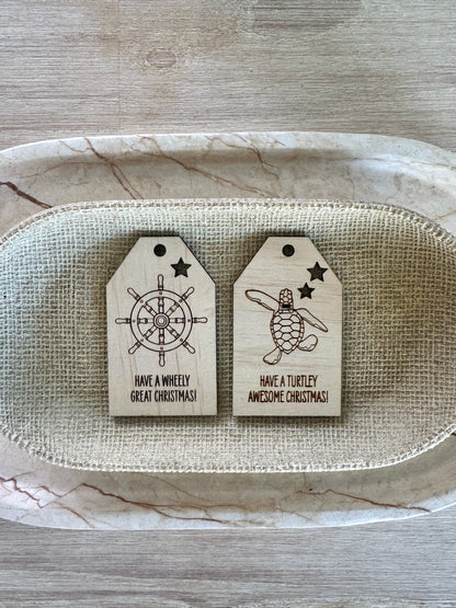 Wooden Christmas Swing Tag - Ships Wheel