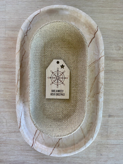 Wooden Christmas Swing Tag - Ships Wheel