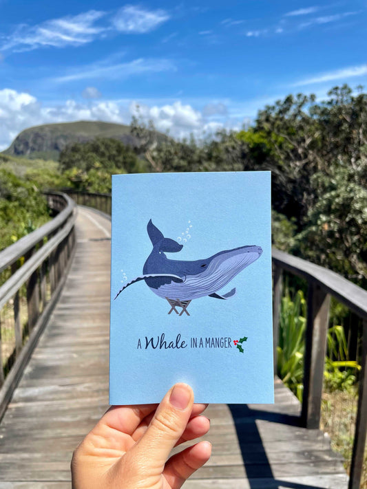 Humpback Whale Christmas card with funny whale illustration and eco-friendly envelope