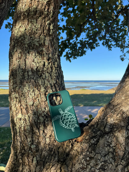 iPhone Tough Case - Turtle Outline Emerald