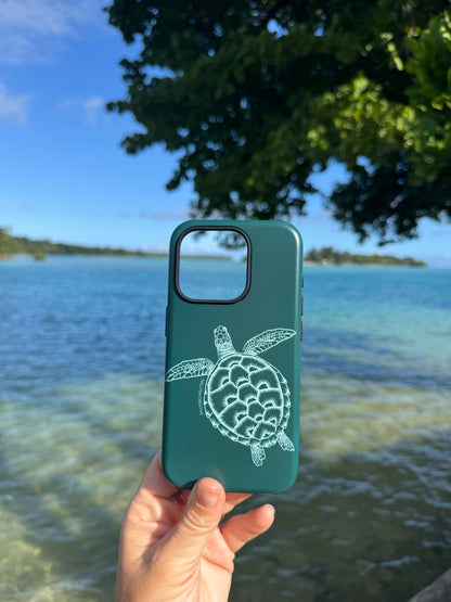iPhone Tough Case - Turtle Outline Emerald